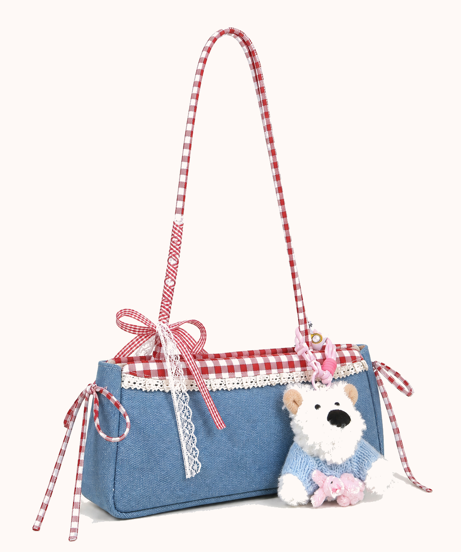 Bonnie Denim Shoulder Bag — rear three-quarter view
