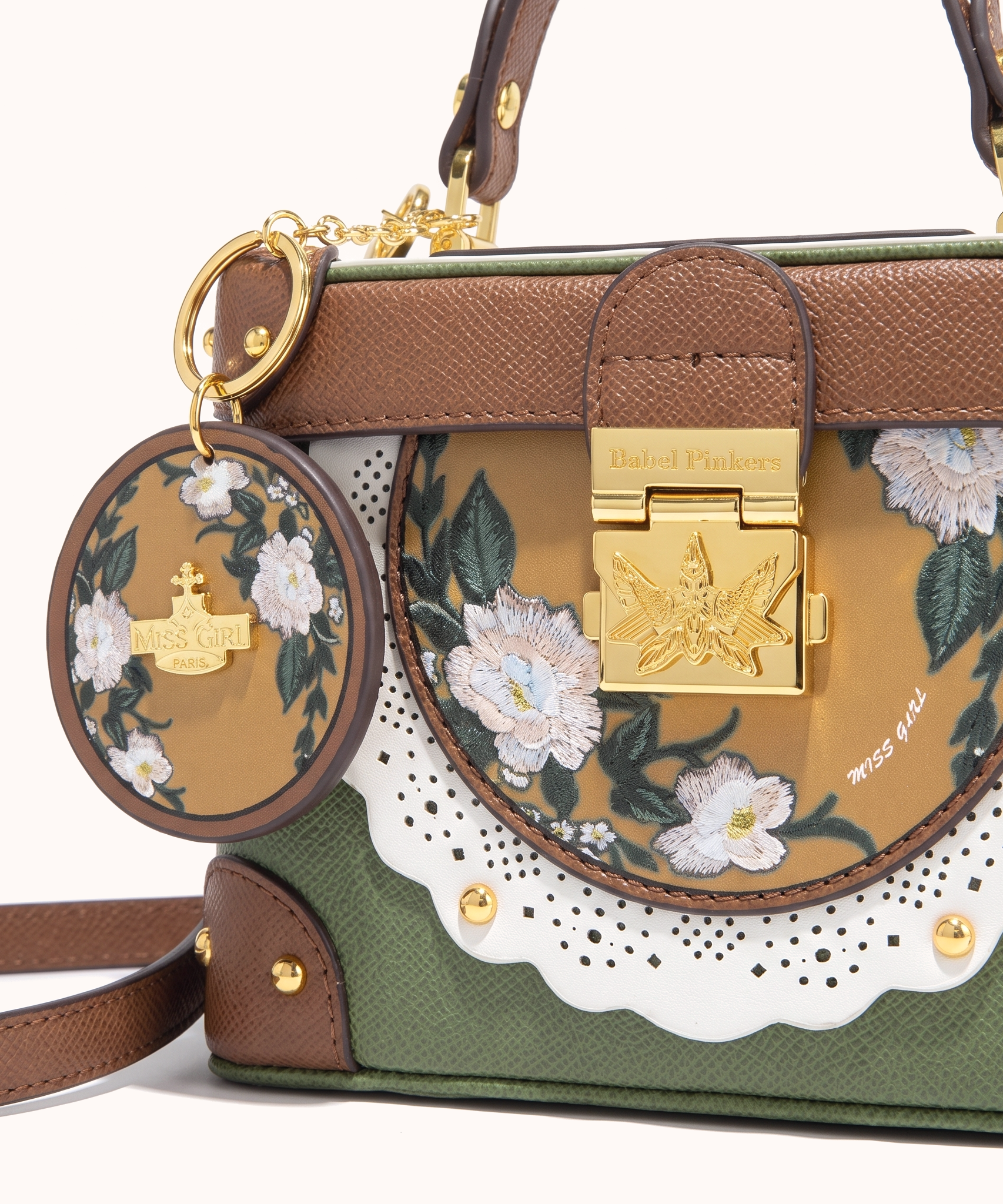 Bestickte Lacewing-Tasche mit kurzem Henkel