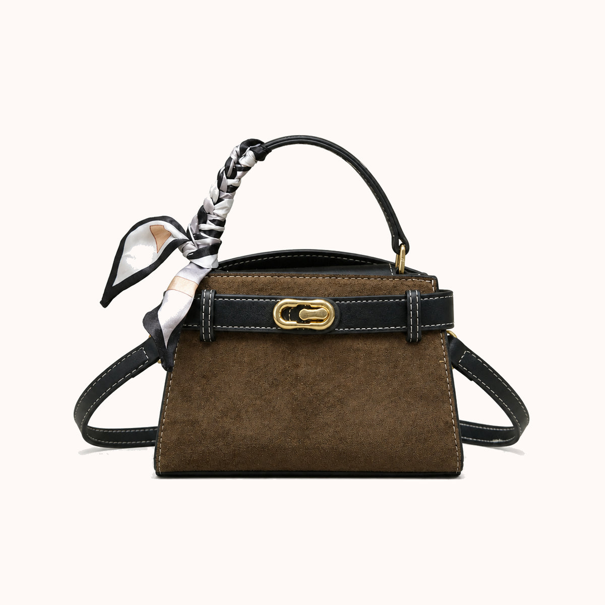 ARIPPULA FEF9F6 | camel-suede-top-handle-bag | close quality | 114__camel-suede-top-handle-bag__green__front.webp