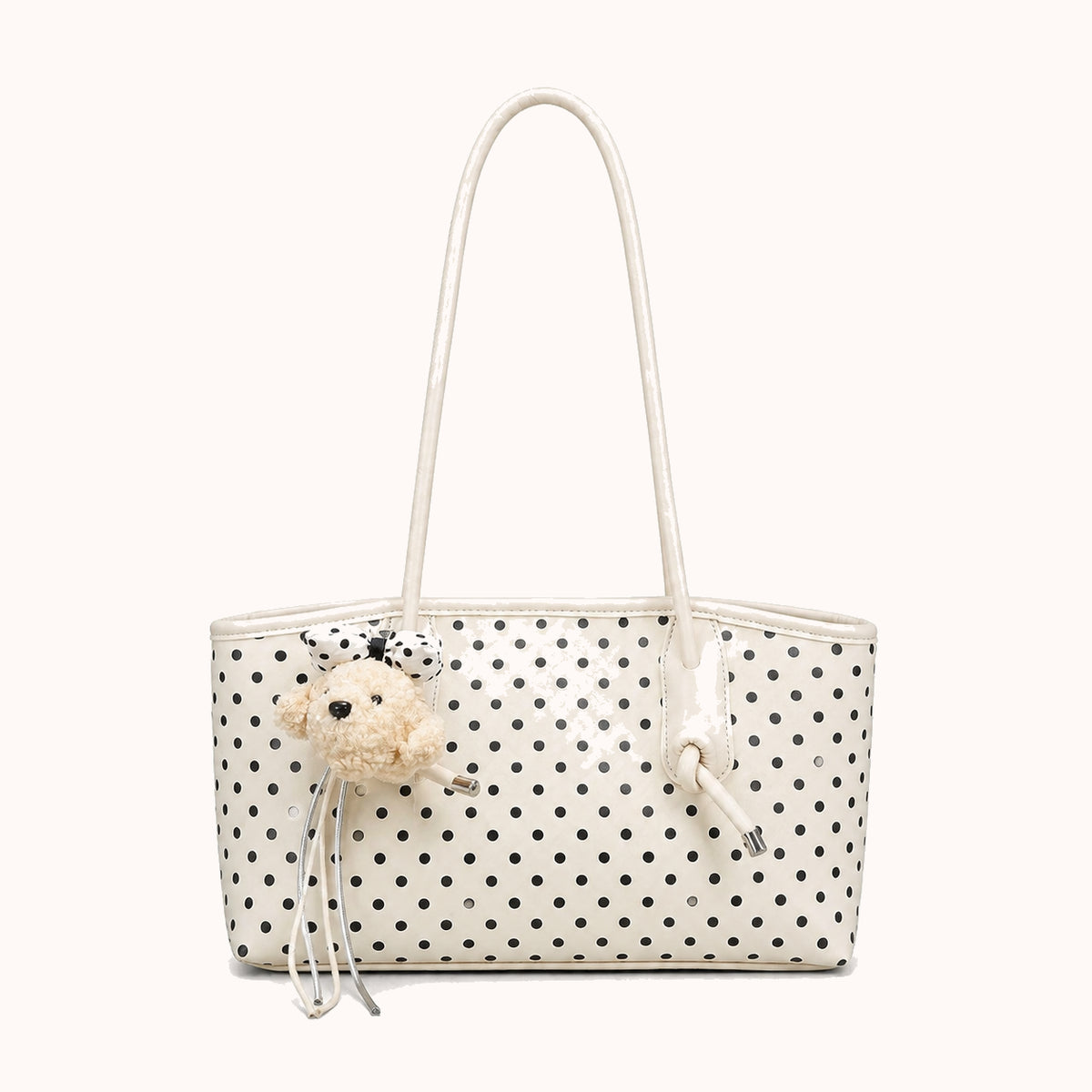 ARIPPULA FEF9F6 | dalmatian-polka-dot-tote | close quality | 116__dalmatian-polka-dot-tote__cream__front.webp
