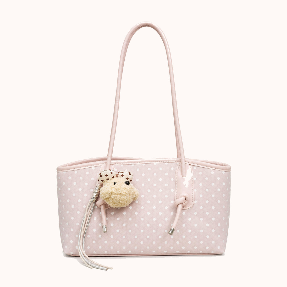 ARIPPULA FEF9F6 | dalmatian-polka-dot-tote | close quality | 117__dalmatian-polka-dot-tote__pink__front.webp