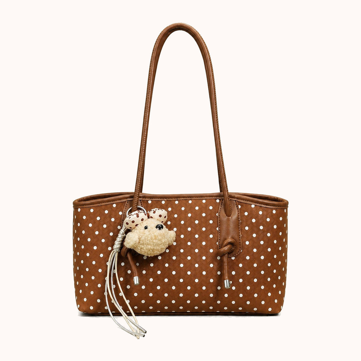 ARIPPULA FEF9F6 | dalmatian-polka-dot-tote | close quality | 118__dalmatian-polka-dot-tote__brown__front.webp