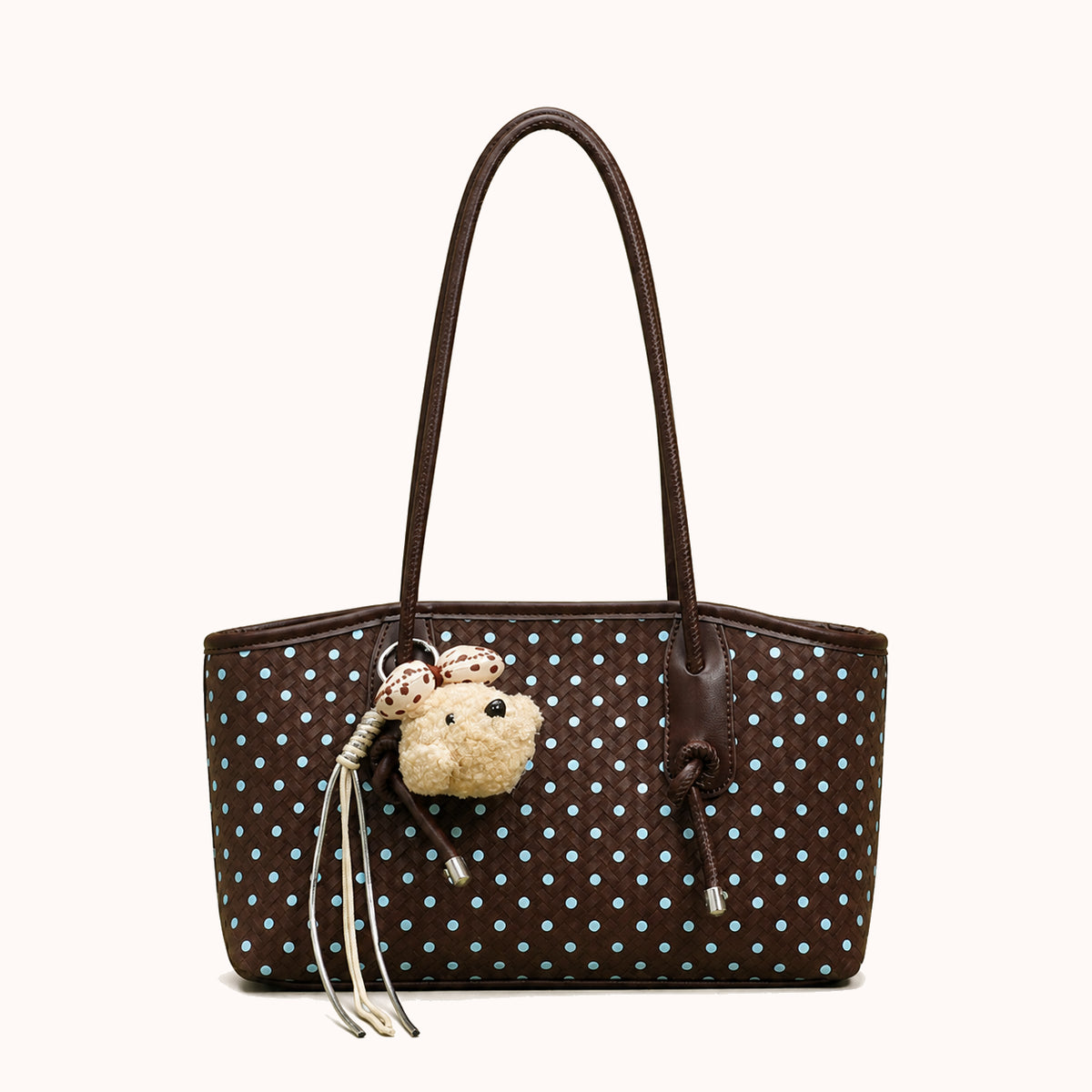 ARIPPULA FEF9F6 | dalmatian-polka-dot-tote | close quality | 119__dalmatian-polka-dot-tote__coffee__front.webp