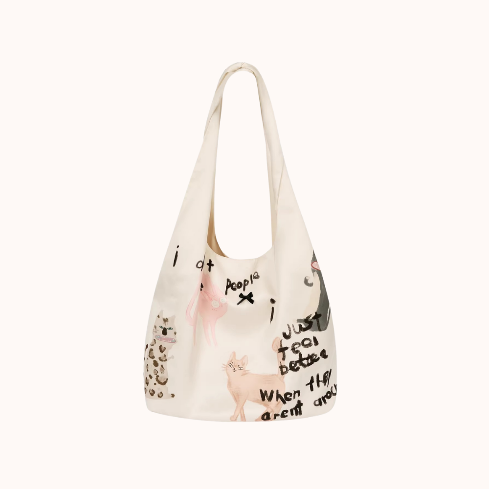 Cattéra Cat Print Oversized Shoulder Bag
