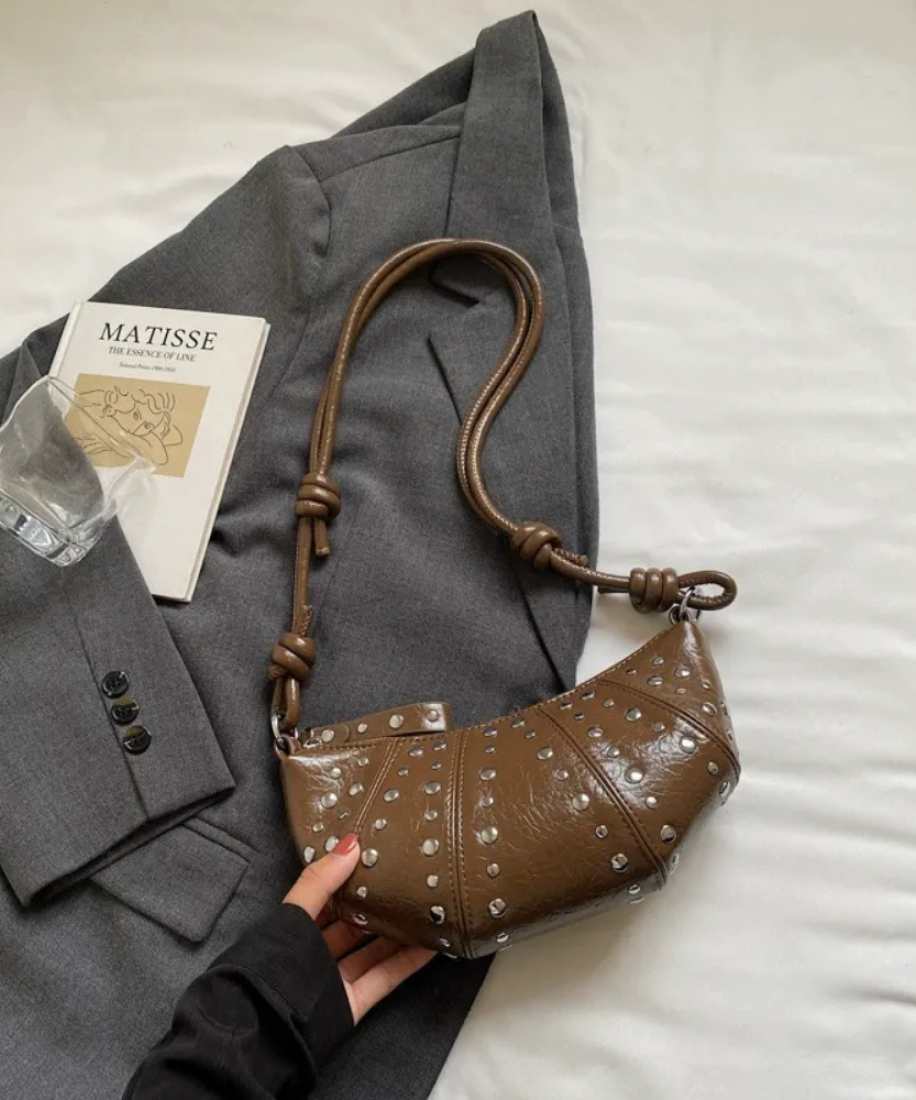 Tavrina Studded Croissant Shoulder Bag