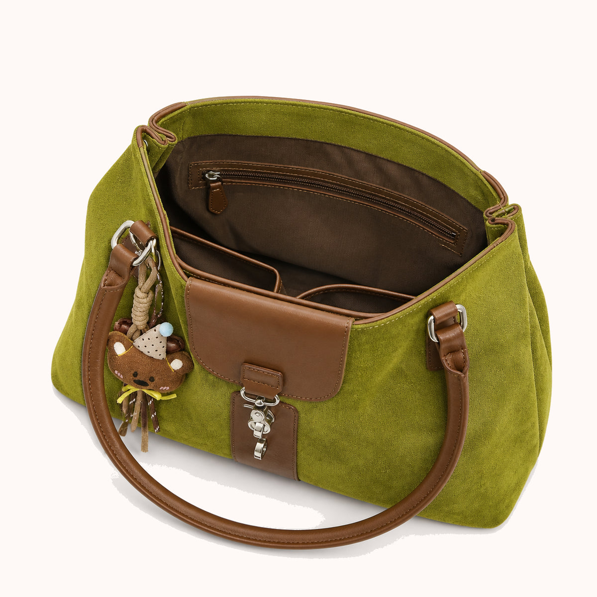 ARIPPULA FEF9F6 | olive-suede-tote | interior | 127__olive-suede-tote__interior.webp