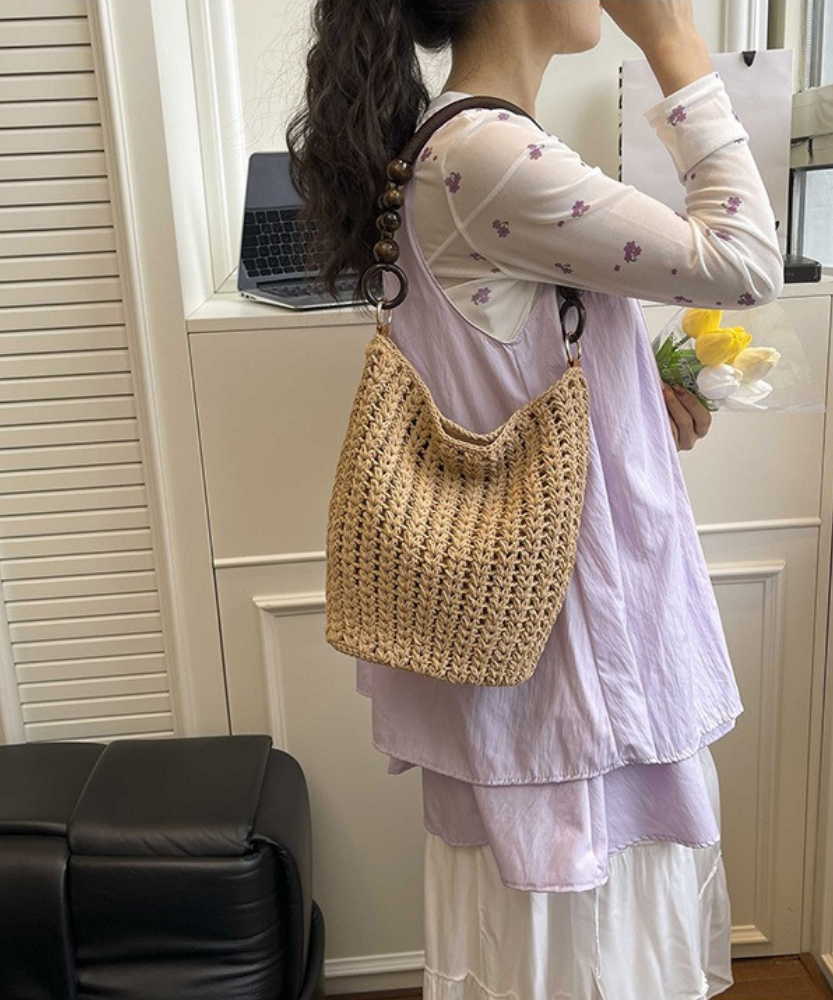 Marélle Beaded Handle Woven Bag