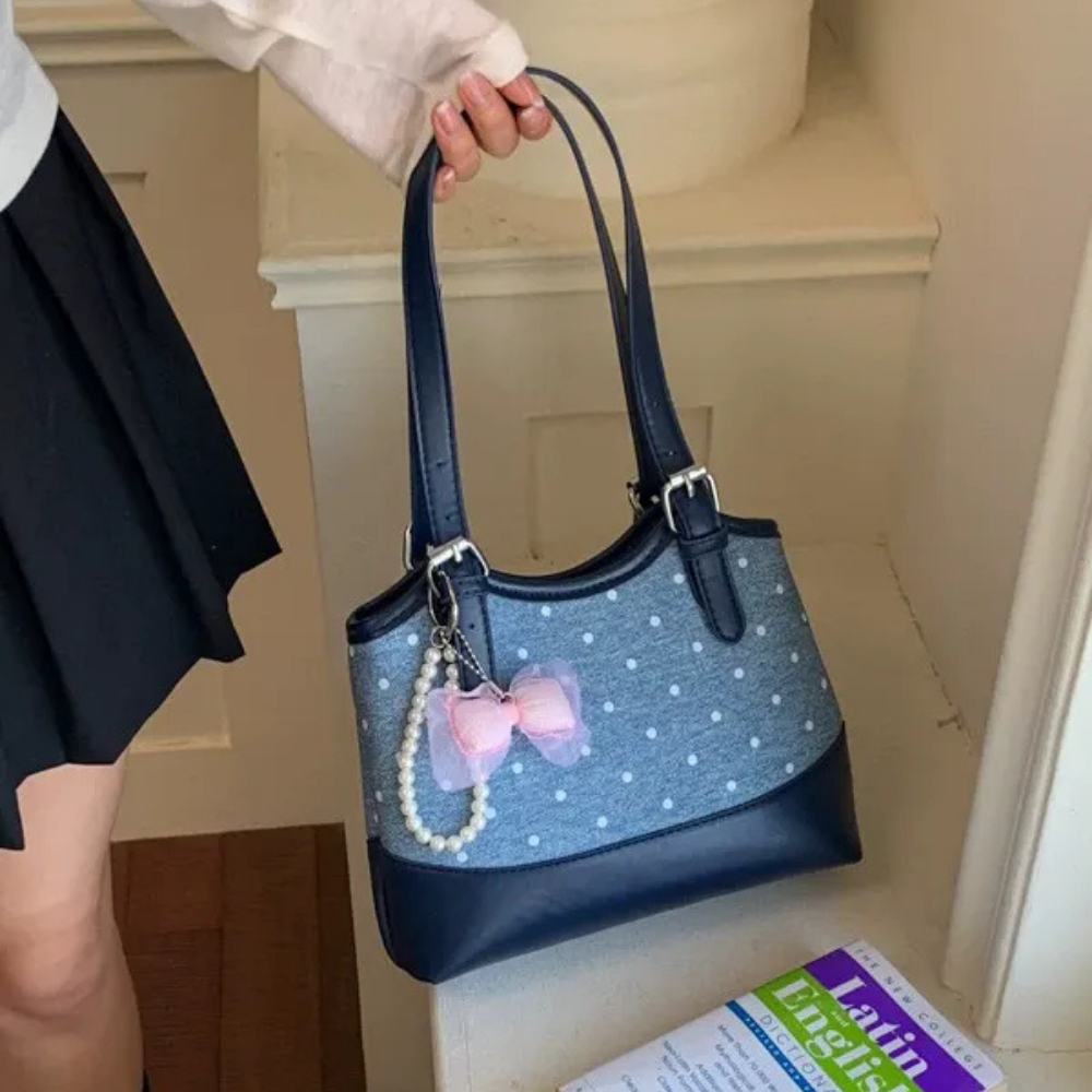 Noirette Bow Charm Shoulder Bag