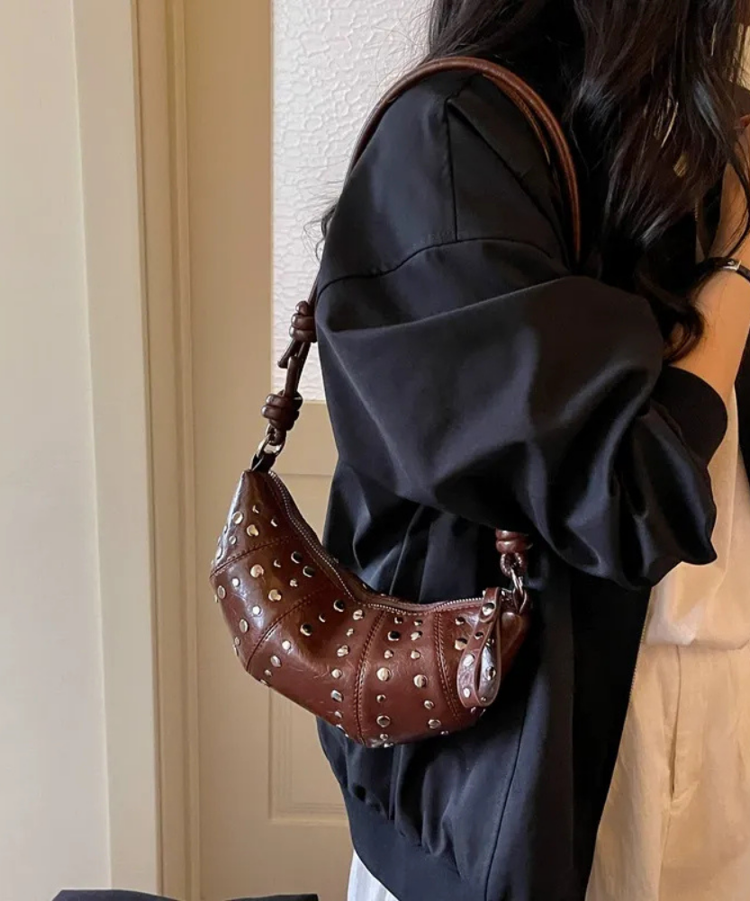 Tavrina Studded Croissant Shoulder Bag