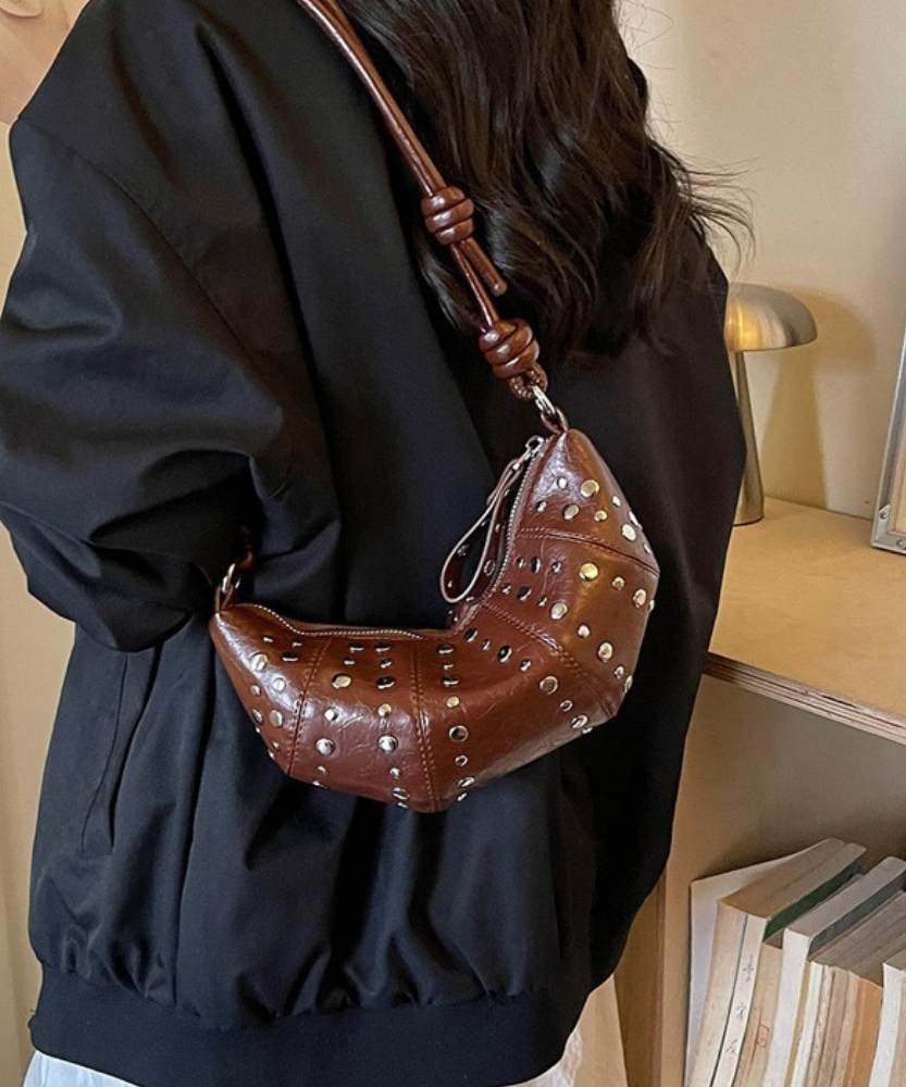 Tavrina Studded Croissant Shoulder Bag