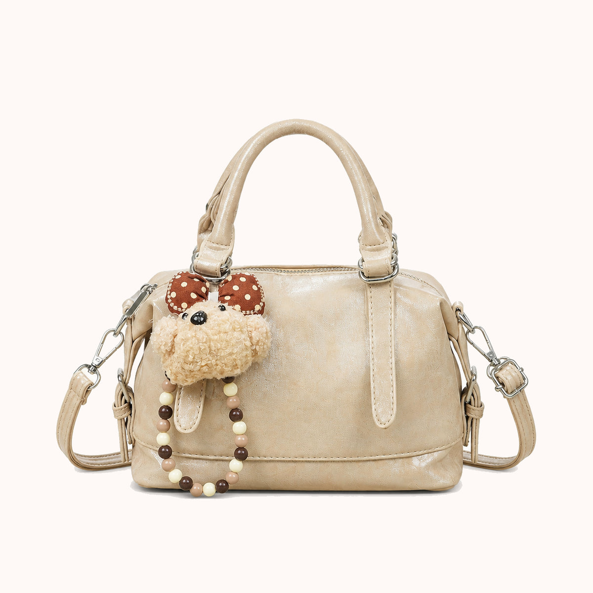 ARIPPULA FEF9F6 | toadstool-smooth-handbag | close quality | 150__toadstool-smooth-handbag__khaki__front.webp