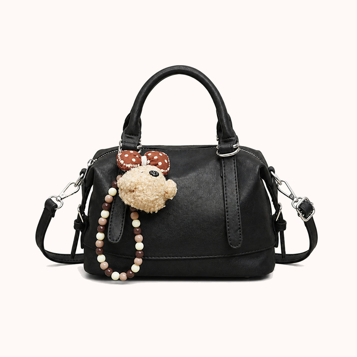 ARIPPULA FEF9F6 | toadstool-smooth-handbag | close quality | 152__toadstool-smooth-handbag__black__front.webp