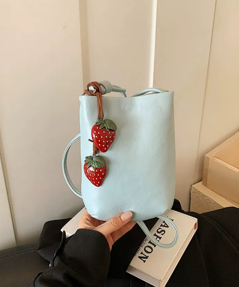 Fruttina Strawberry Charm Bucket Bag