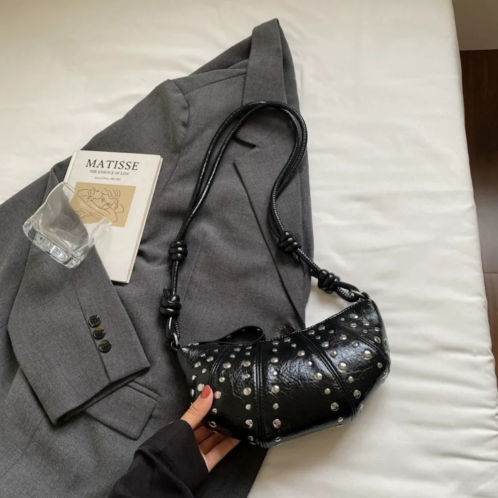 Tavrina Studded Croissant Shoulder Bag