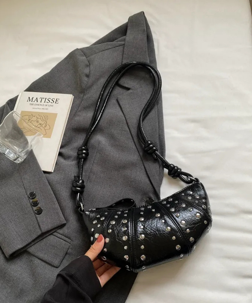 Tavrina Studded Croissant Shoulder Bag