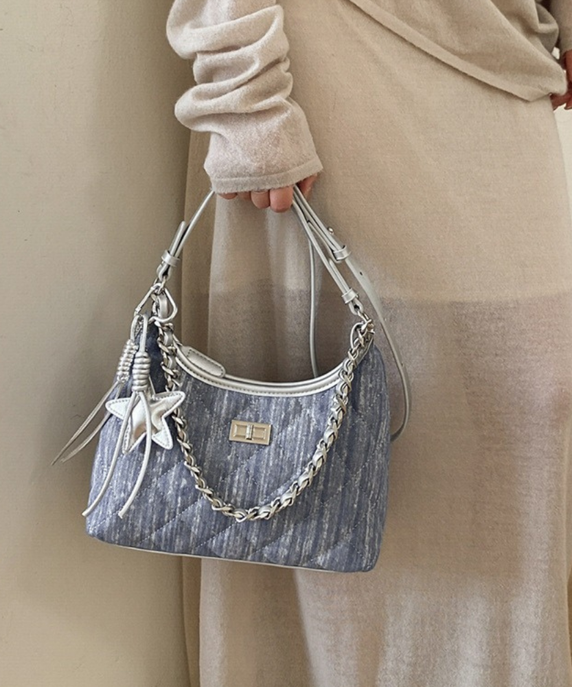 Bleuressa Quilted Denim-Look Shoulder Bag
