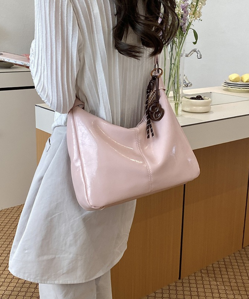 Léonie Glossy Hobo Bag