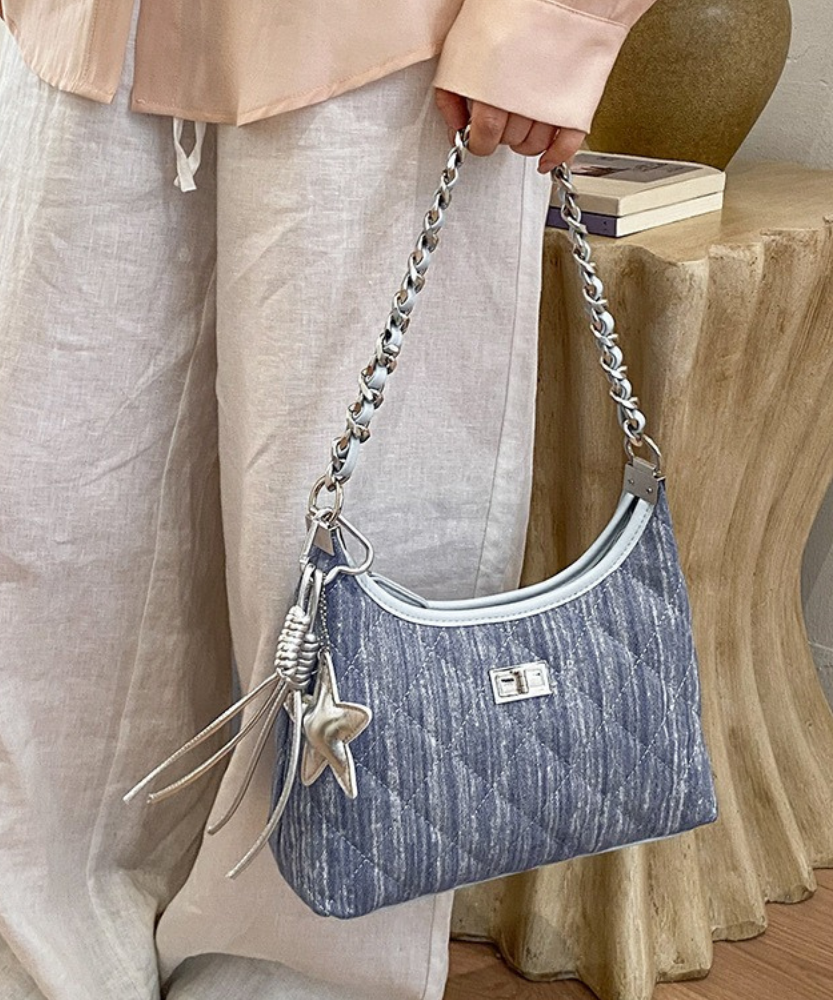 Bleuressa Quilted Denim-Look Shoulder Bag