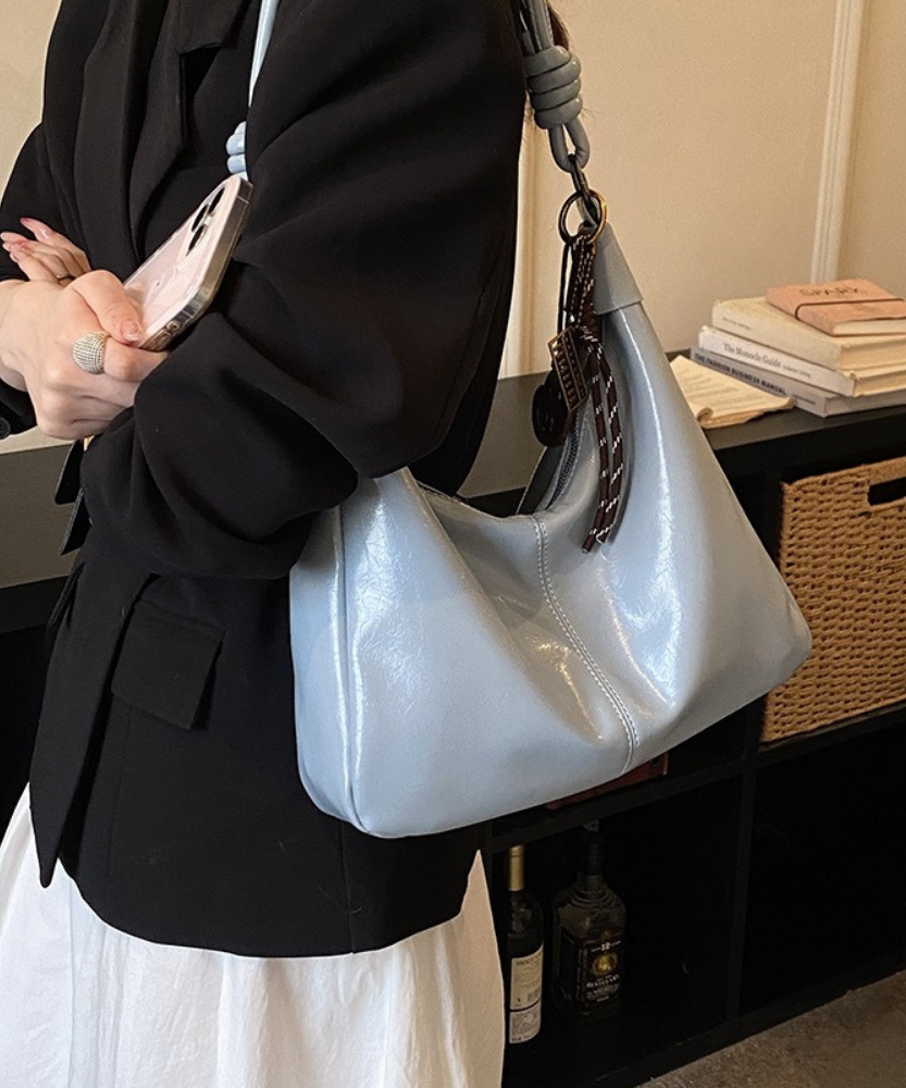 Léonie Glossy Hobo Bag
