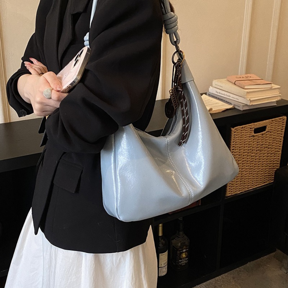 Léonie Glossy Hobo Bag