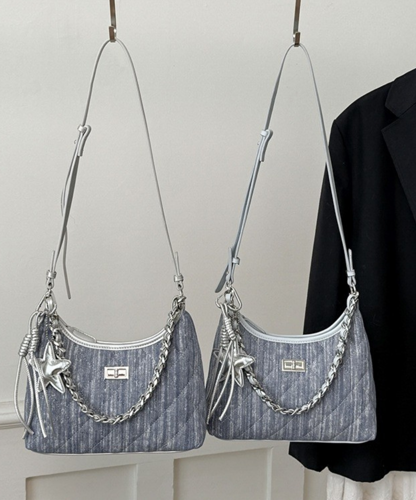 Bleuressa Quilted Denim-Look Shoulder Bag