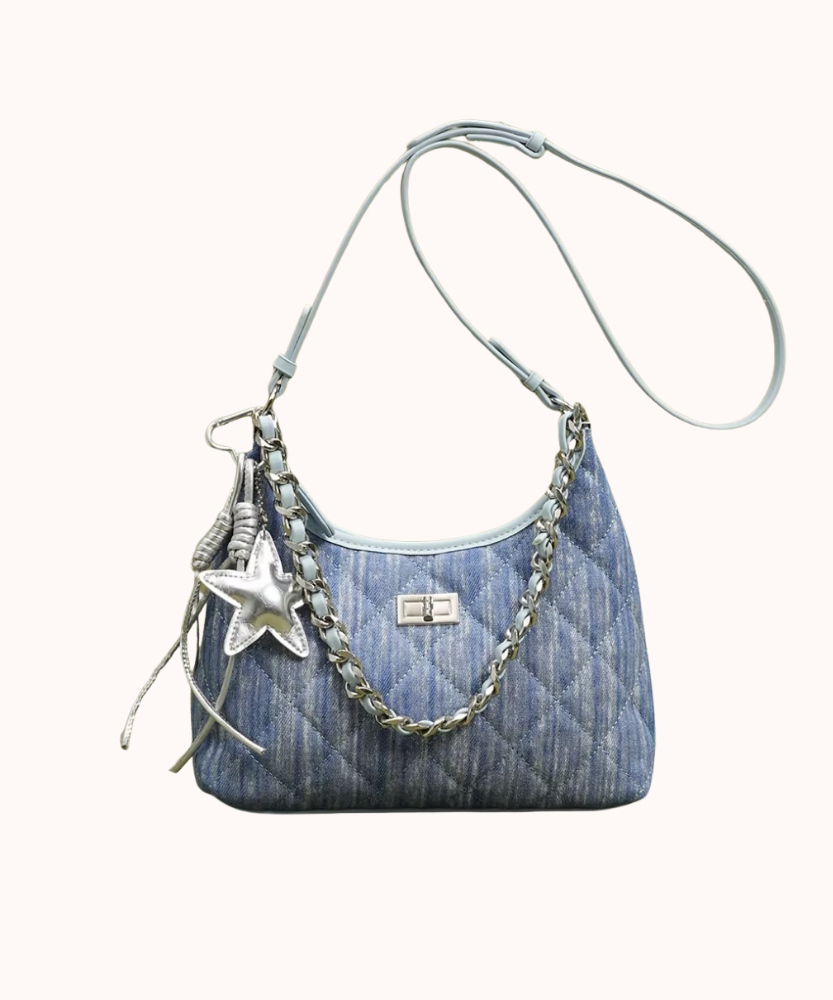 Bleuressa Quilted Denim-Look Shoulder Bag