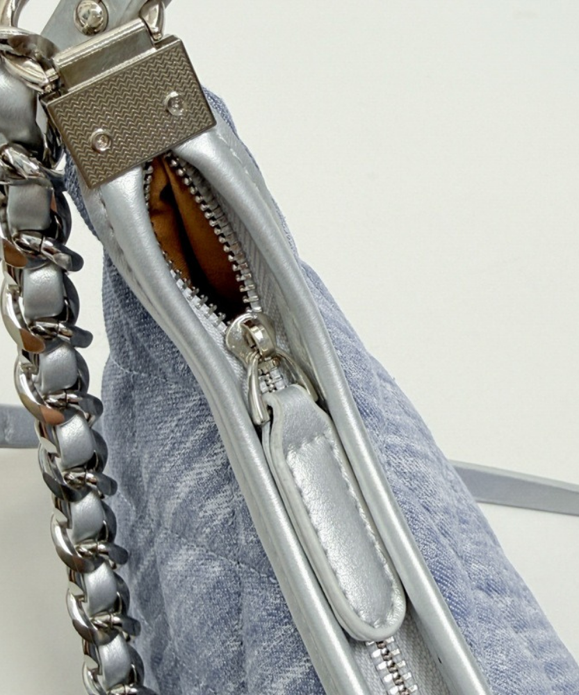 Bleuressa Quilted Denim-Look Shoulder Bag