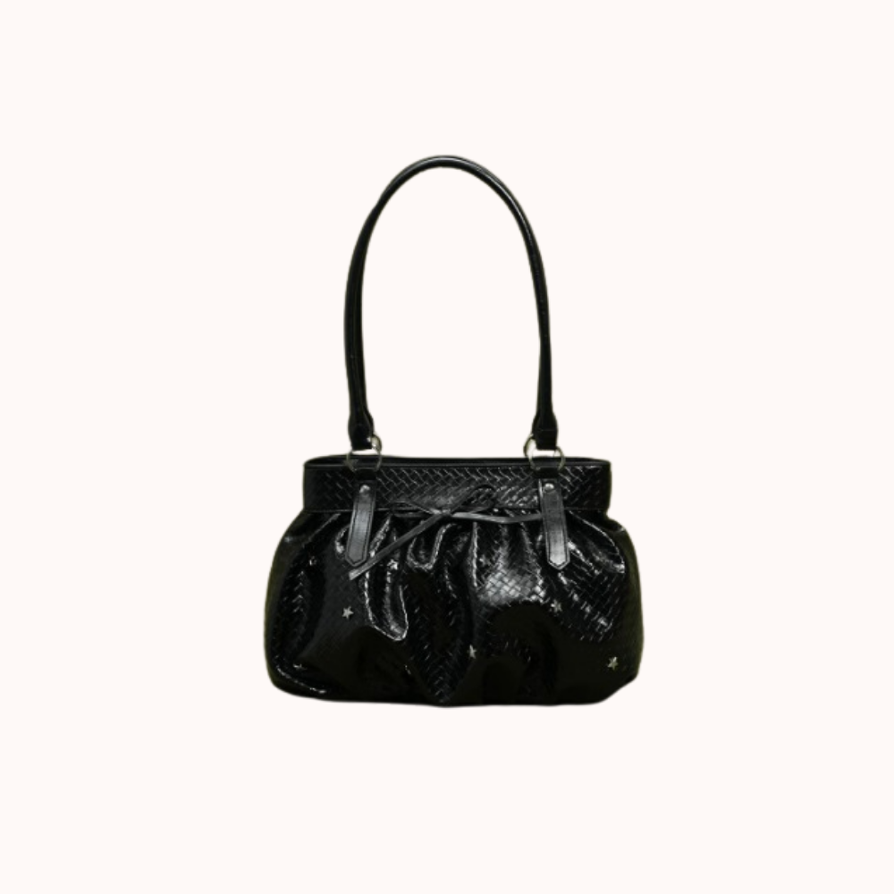 Avelisse Glossy Ruched Shoulder Bag