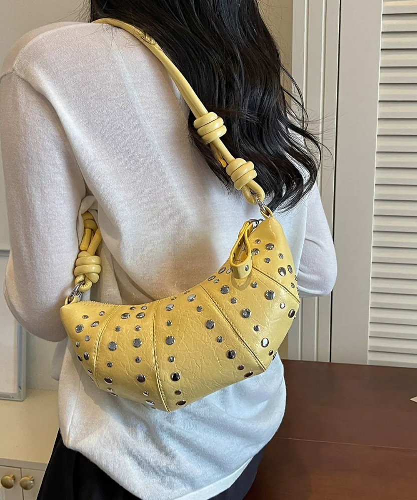Tavrina Studded Croissant Shoulder Bag