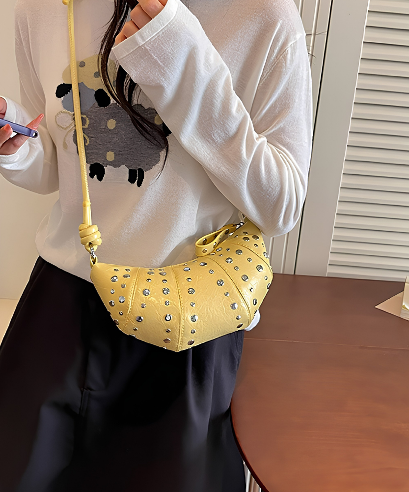 Tavrina Studded Croissant Shoulder Bag