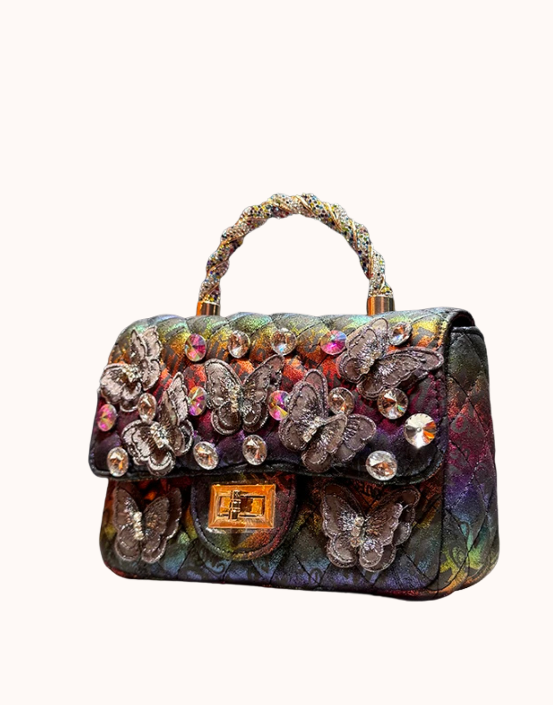 Borsa con manico superiore trapuntata Iris
