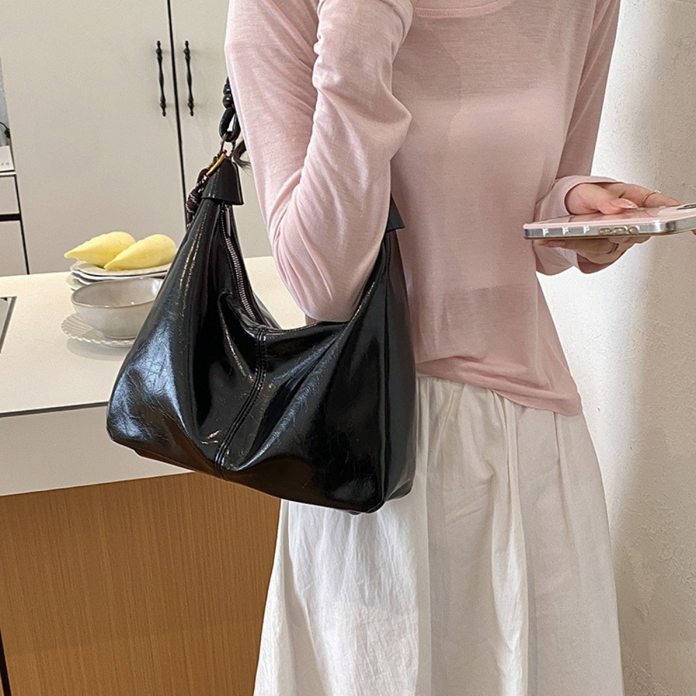 Léonie Glossy Hobo Bag