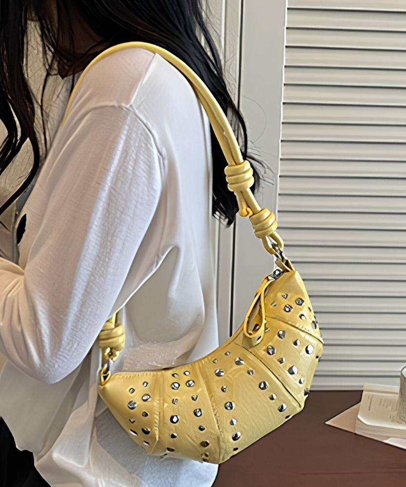 Tavrina Studded Croissant Shoulder Bag