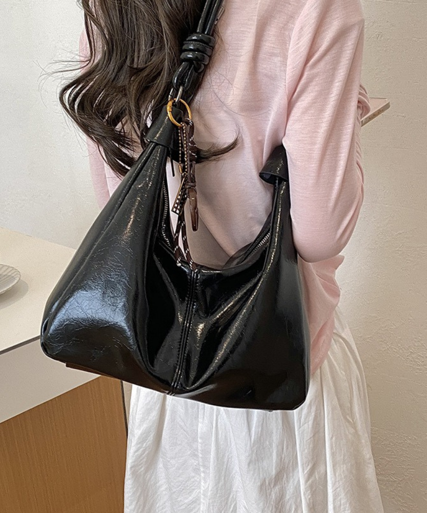 Léonie Glossy Hobo Bag