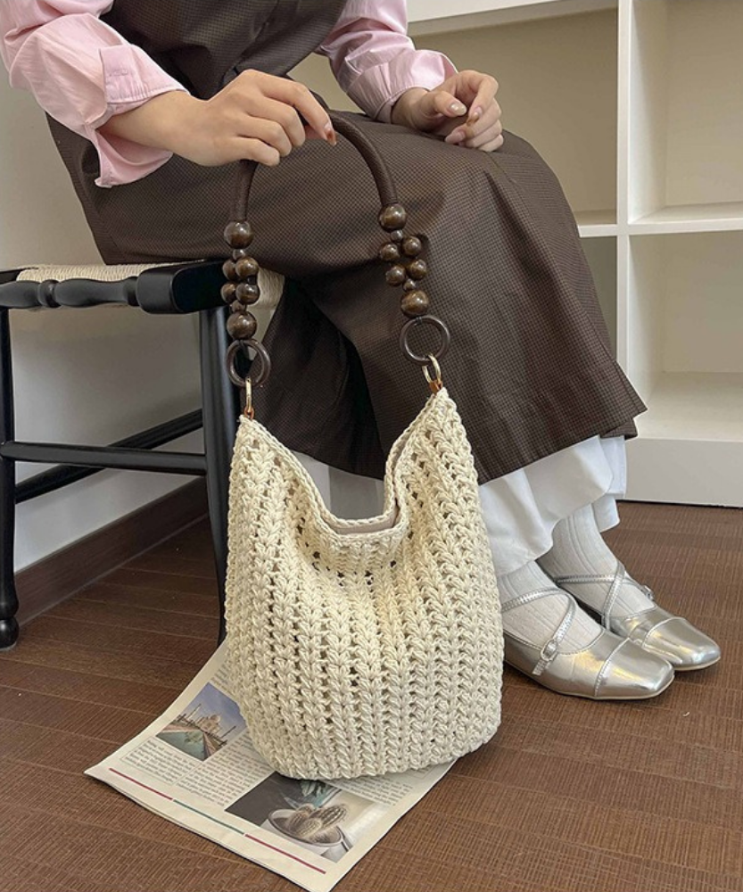 Marélle Beaded Handle Woven Bag