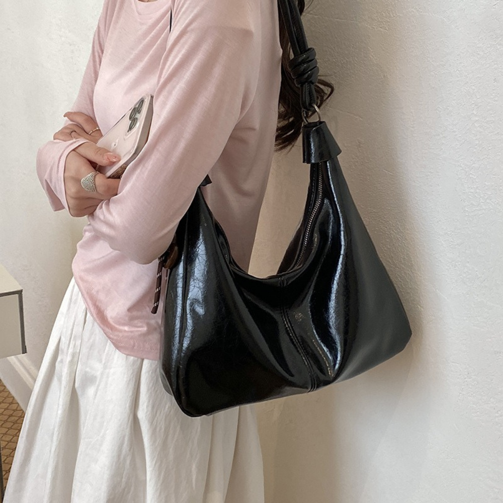Léonie Glossy Hobo Bag