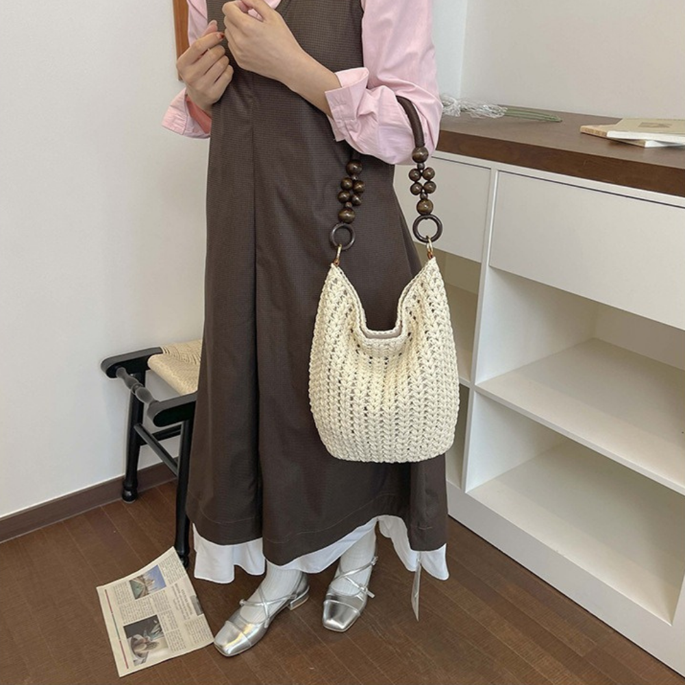 Marélle Beaded Handle Woven Bag