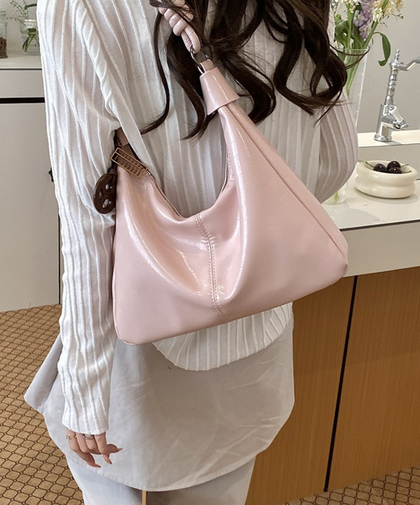 Léonie Glossy Hobo Bag