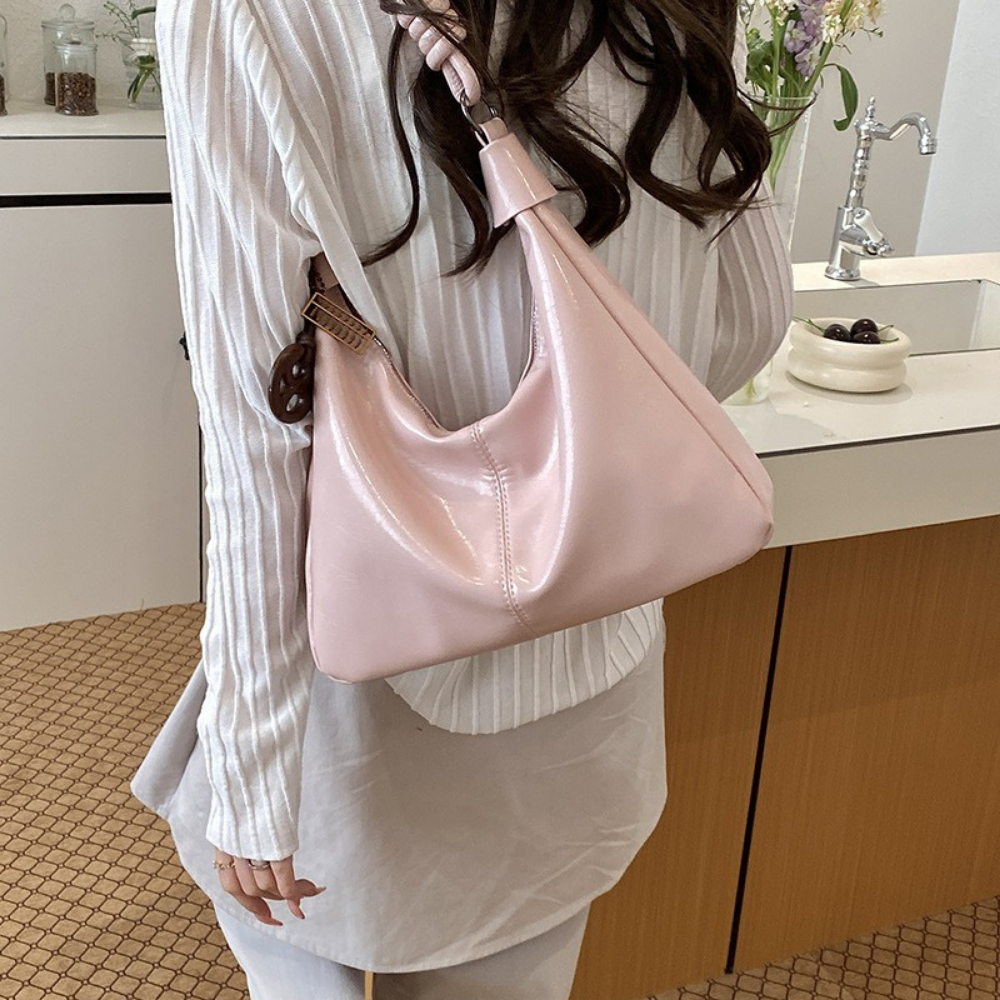 Léonie Glossy Hobo Bag