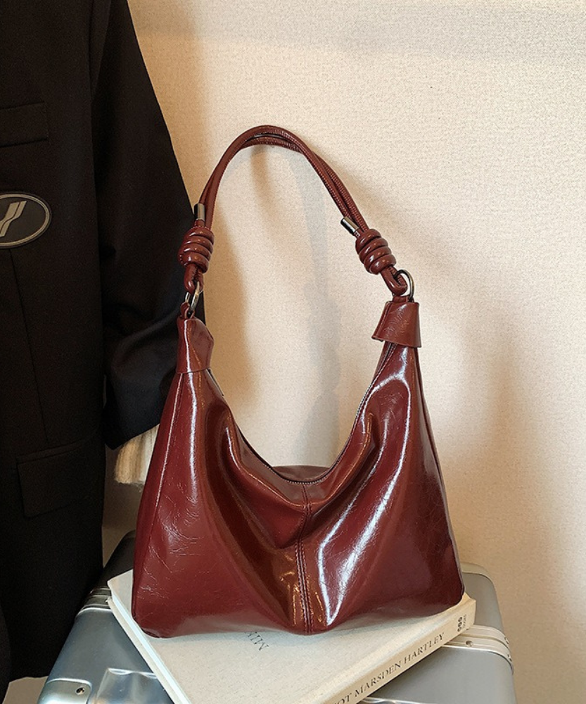 Léonie Glossy Hobo Bag