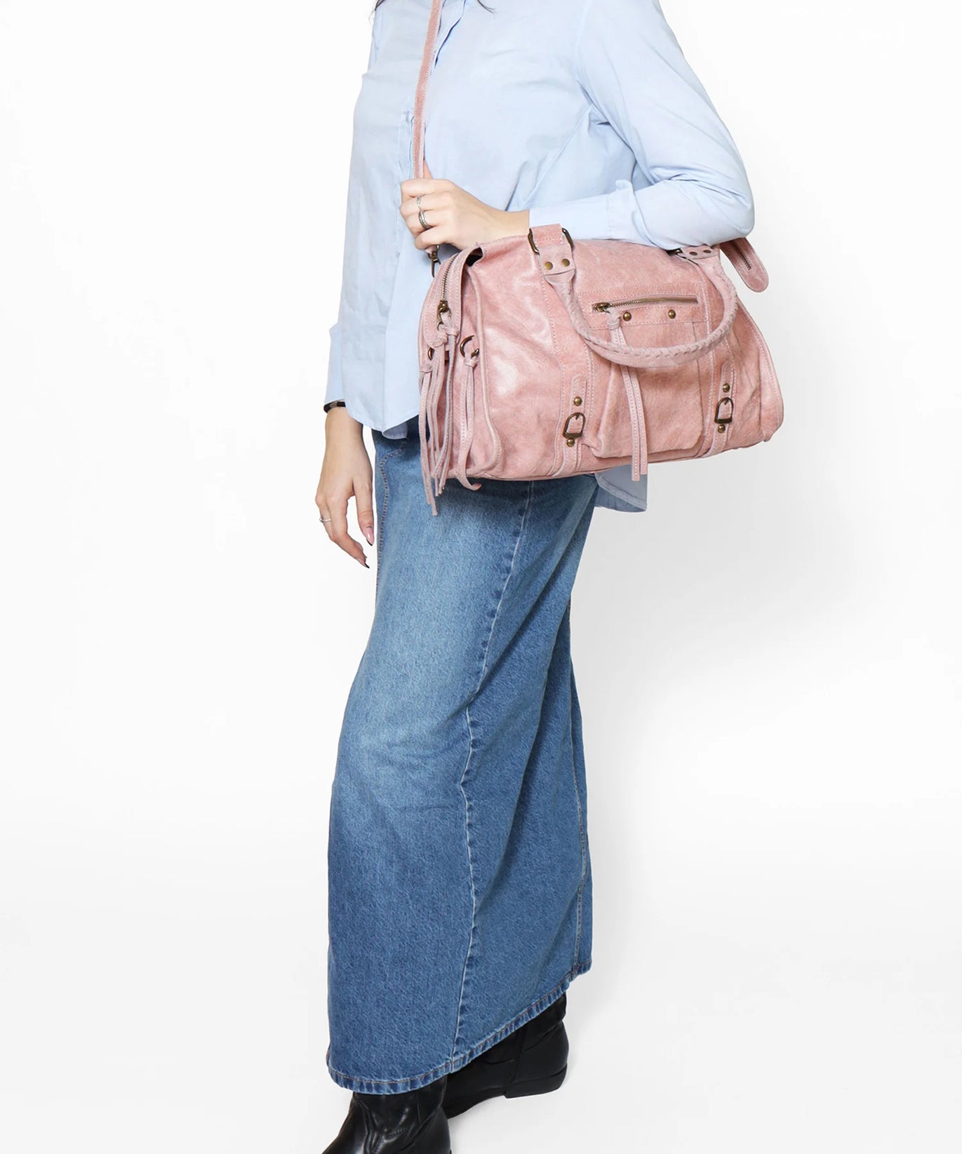 Throttle Studded Top-Handle Bag