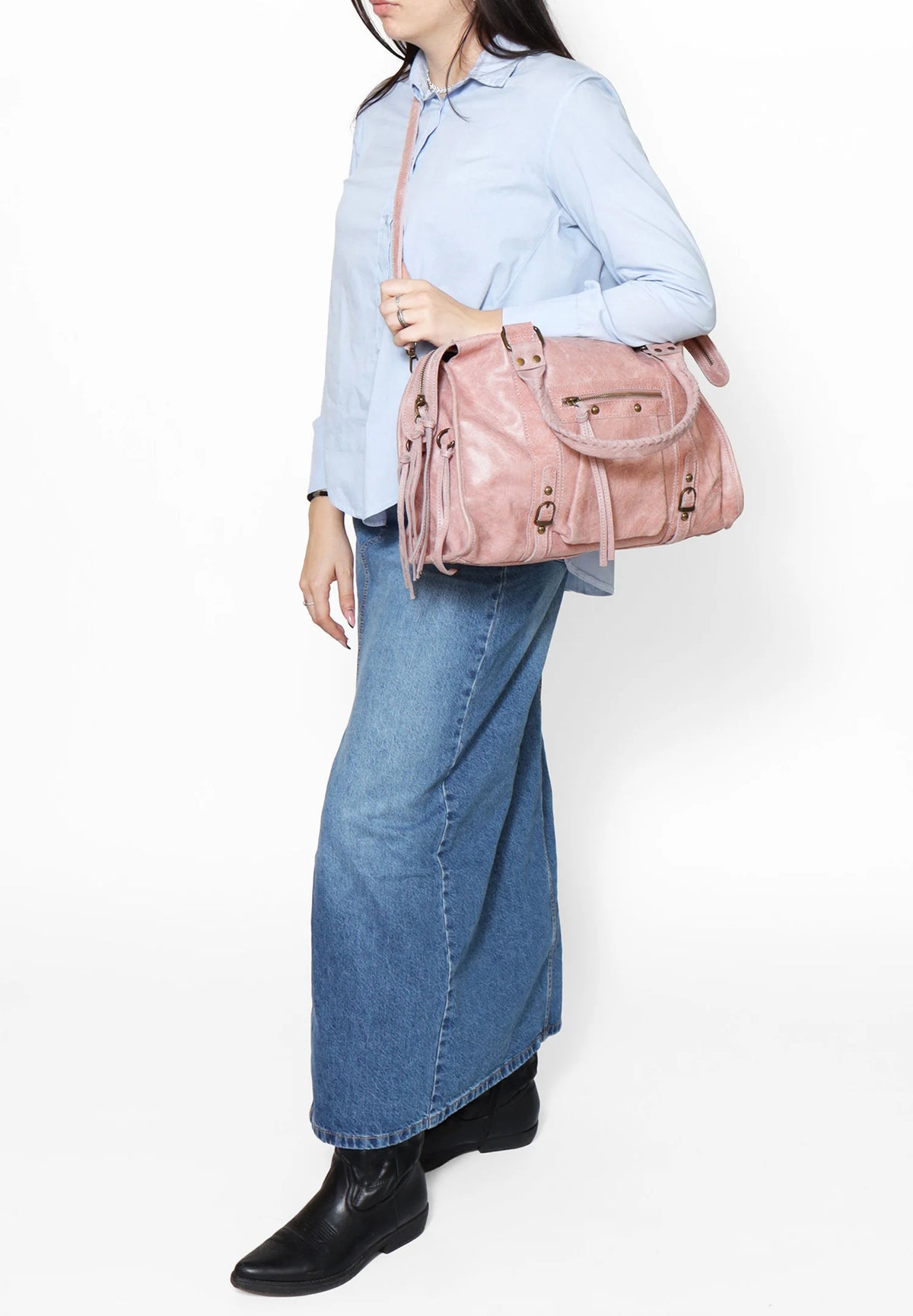 Throttle Studded Top-Handle Bag