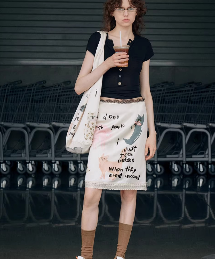 Cattéra Cat Print Oversized Shoulder Bag