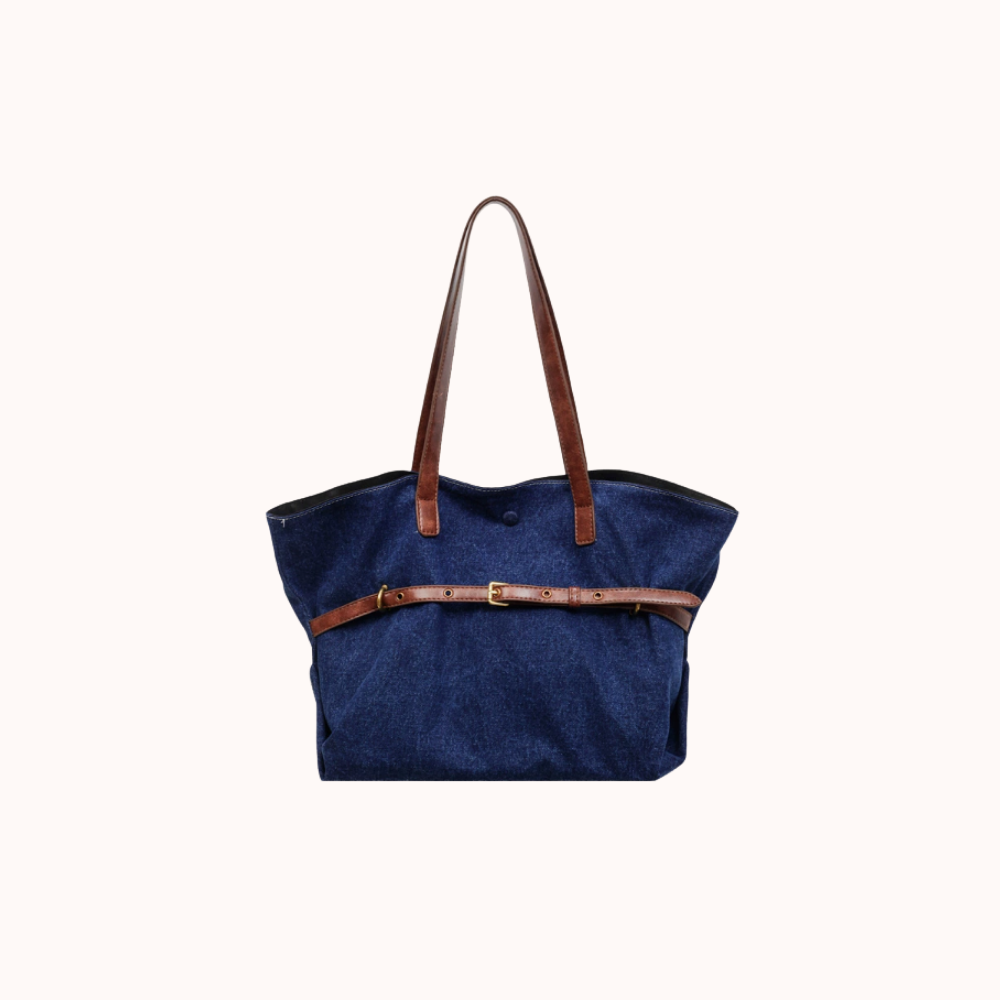 Azzira Belted Denim Tote Bag