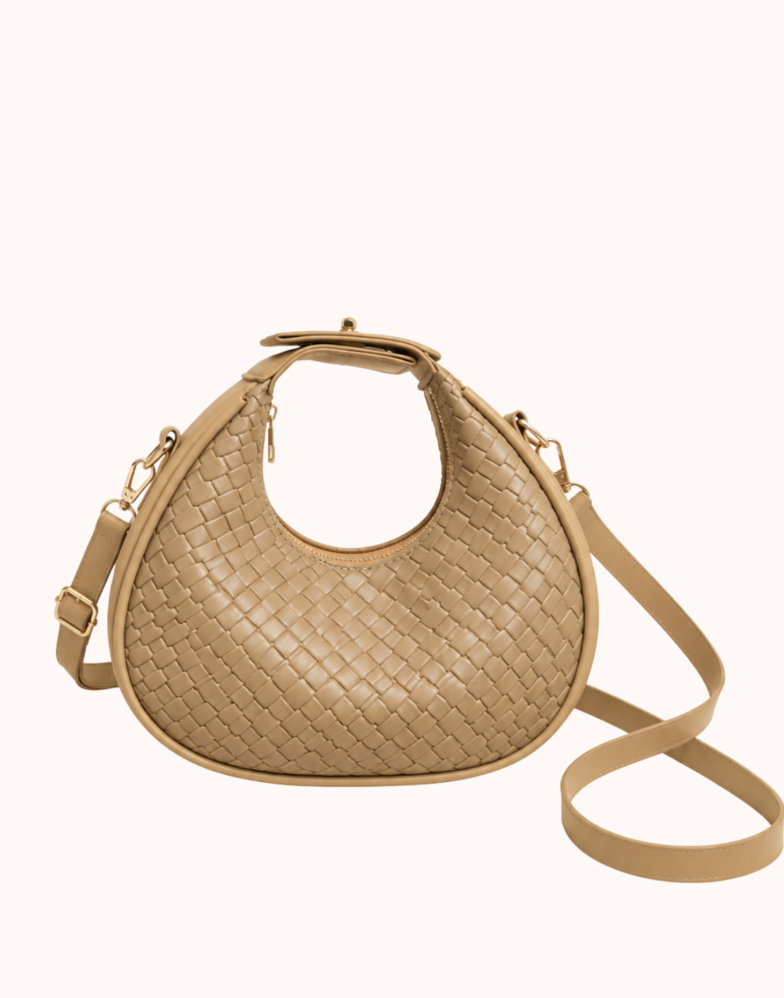 Handtasche mit gewebtem Henkel in Muschelform