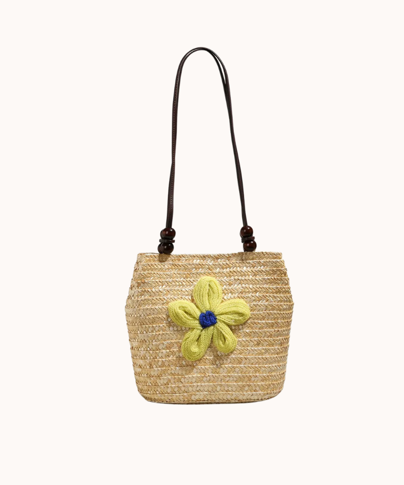 Fleurwave Woven Straw Shoulder Bag