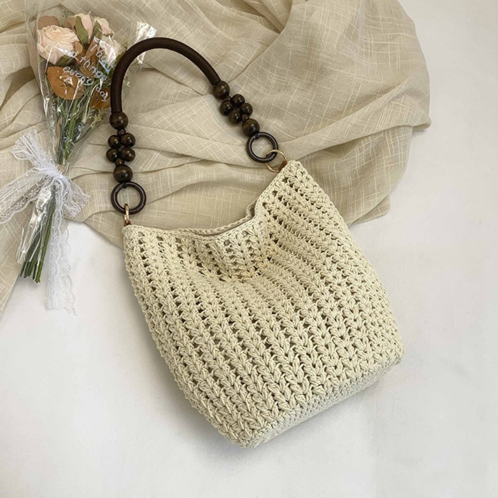 Marélle Beaded Handle Woven Bag