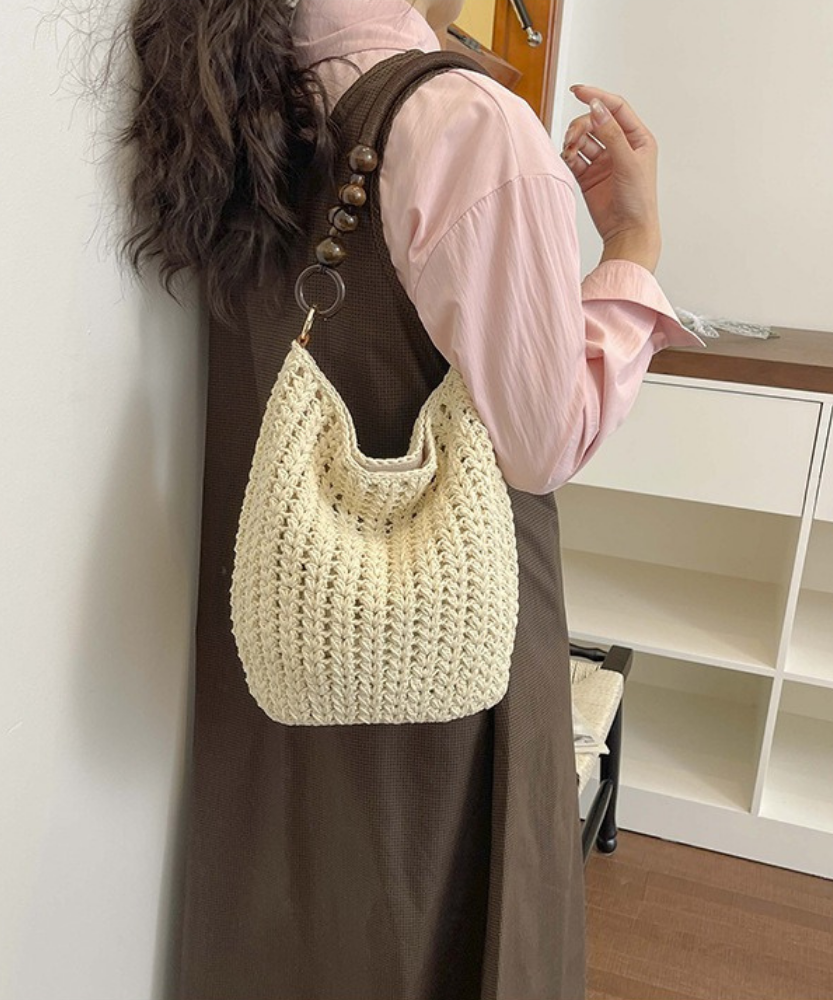 Marélle Beaded Handle Woven Bag