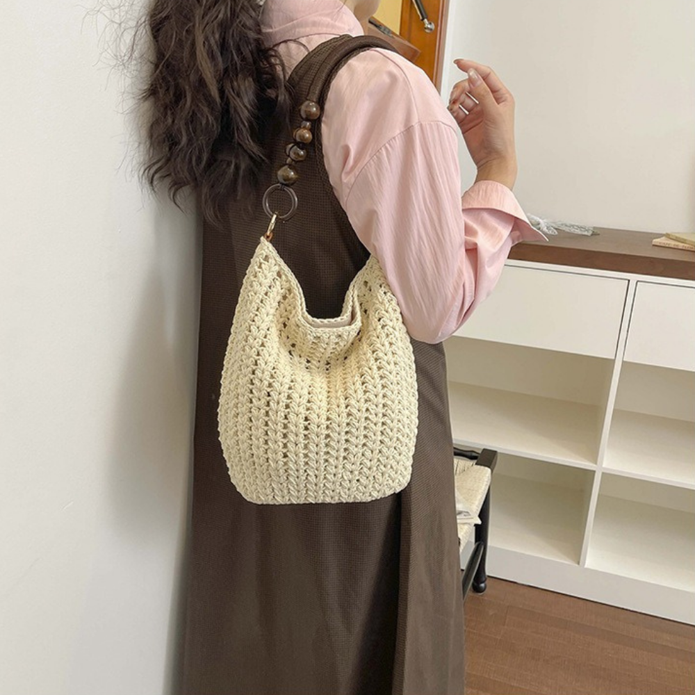 Marélle Beaded Handle Woven Bag