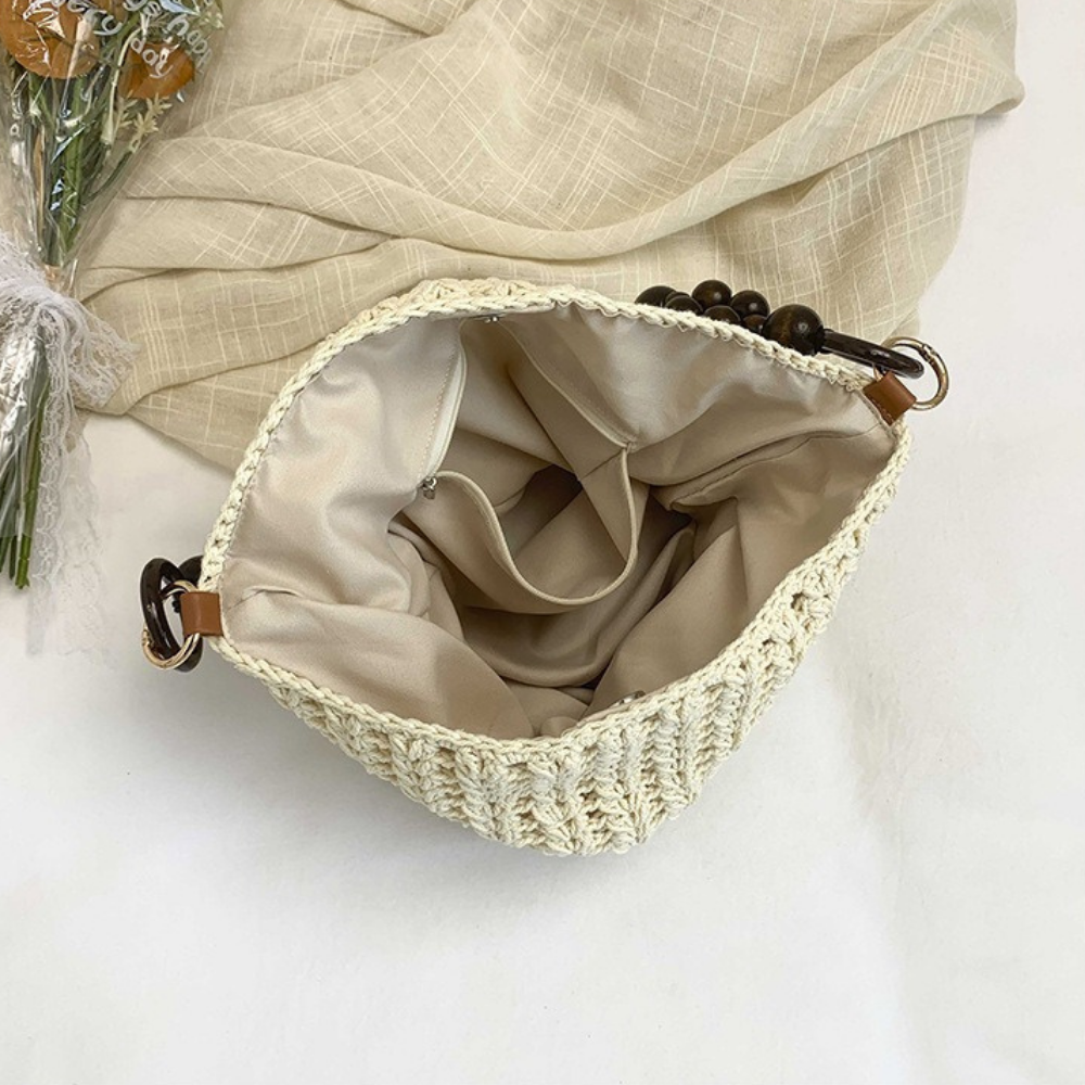 Marélle Beaded Handle Woven Bag